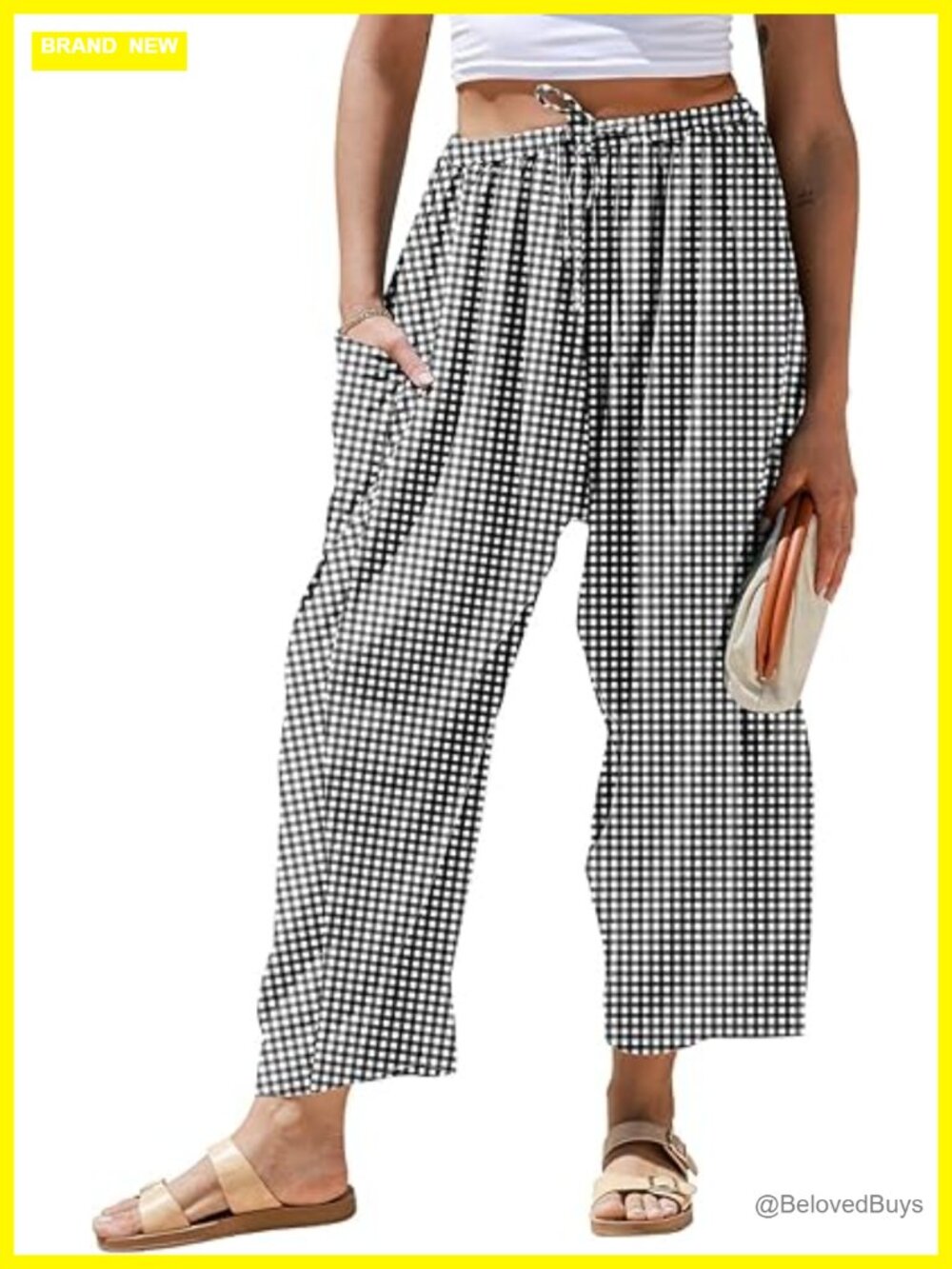 Wide Leg Linen Blend Palazzo Pants with Pockets
